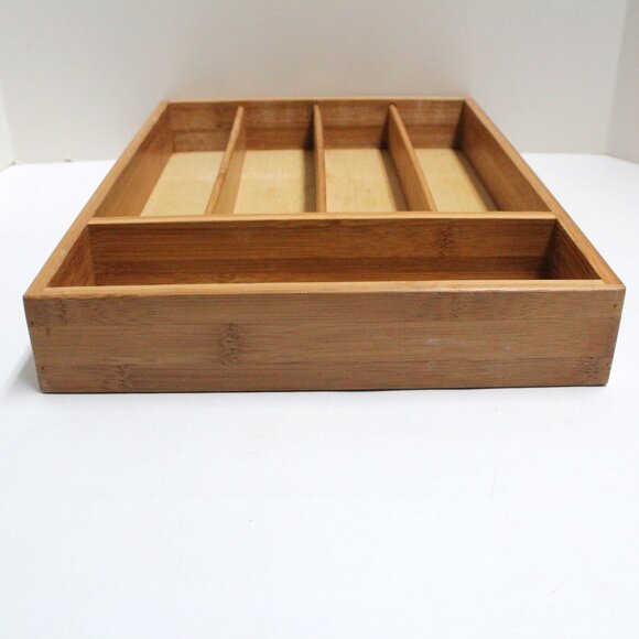 Bed Bath & Beyond 14" Bamboo Drawer Utensil Organizer Flatware Cutlery Tray - Picture 6 of 15